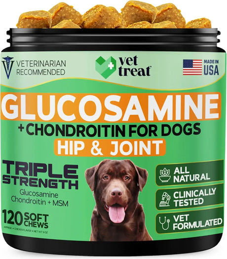 VET TREAT - Vet Treat Glucosamine for Dogs Hip & Joint Supplement 120 Masticables - The Red Vitamin MX - Cuidado De Cadera Y Articulaciones Para Perros - {{ shop.shopifyCountryName }}