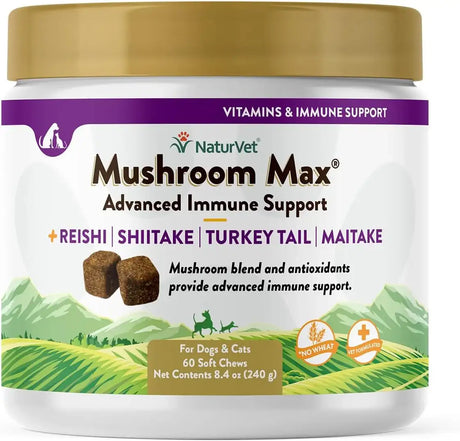 NATURVET - NaturVet Mushroom Max Advanced Immune Support Dog Supplement 60 Masticables - The Red Vitamin MX - Suplementos Herbales Para Perros - {{ shop.shopifyCountryName }}