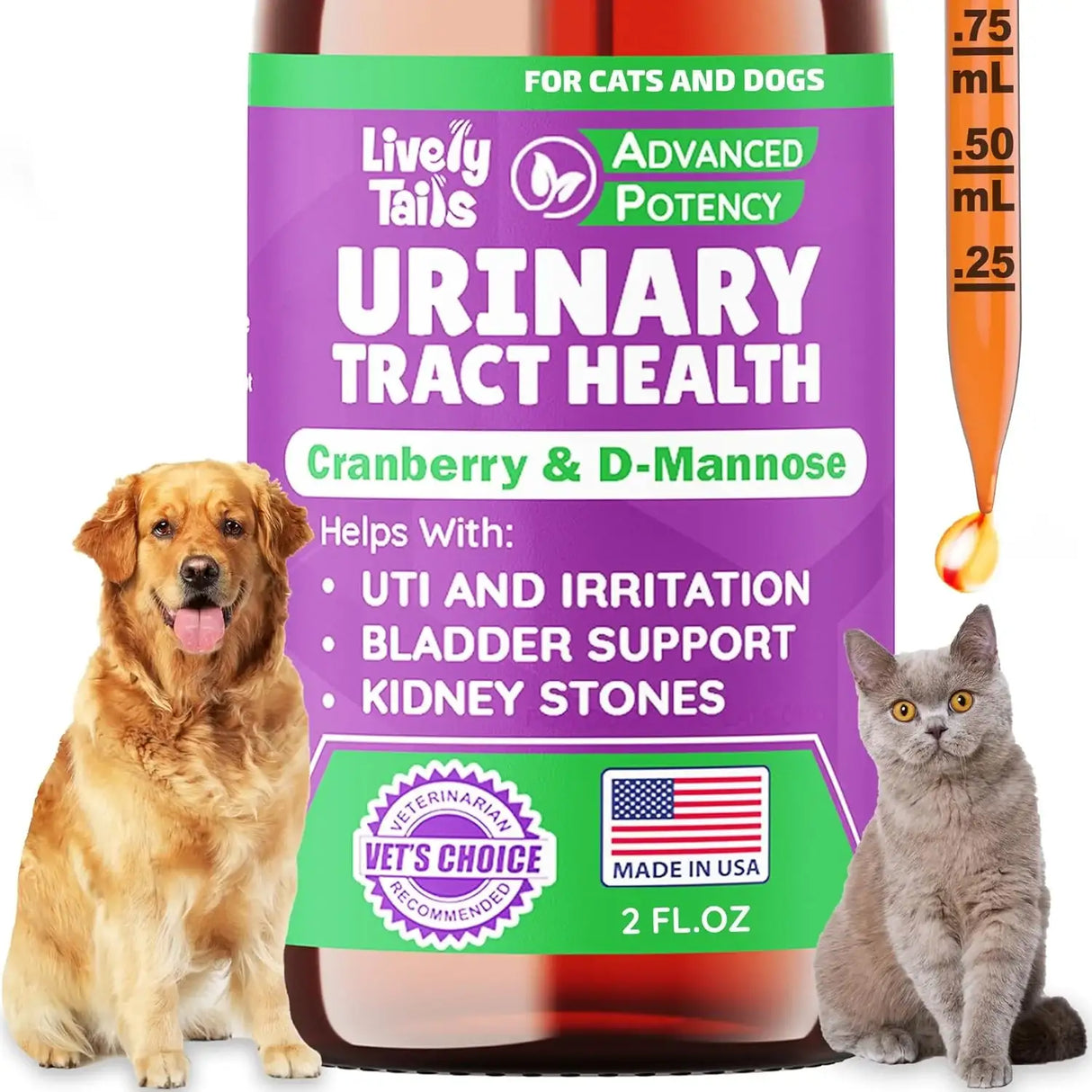 LIVELY TAILS - Lively Tails Natural Dog & Cat UTI Treatment with Cranberry & D-Mannose 2 Fl.Oz. - The Red Vitamin MX - Salud De Tracto Urinario Para Perros - {{ shop.shopifyCountryName }}