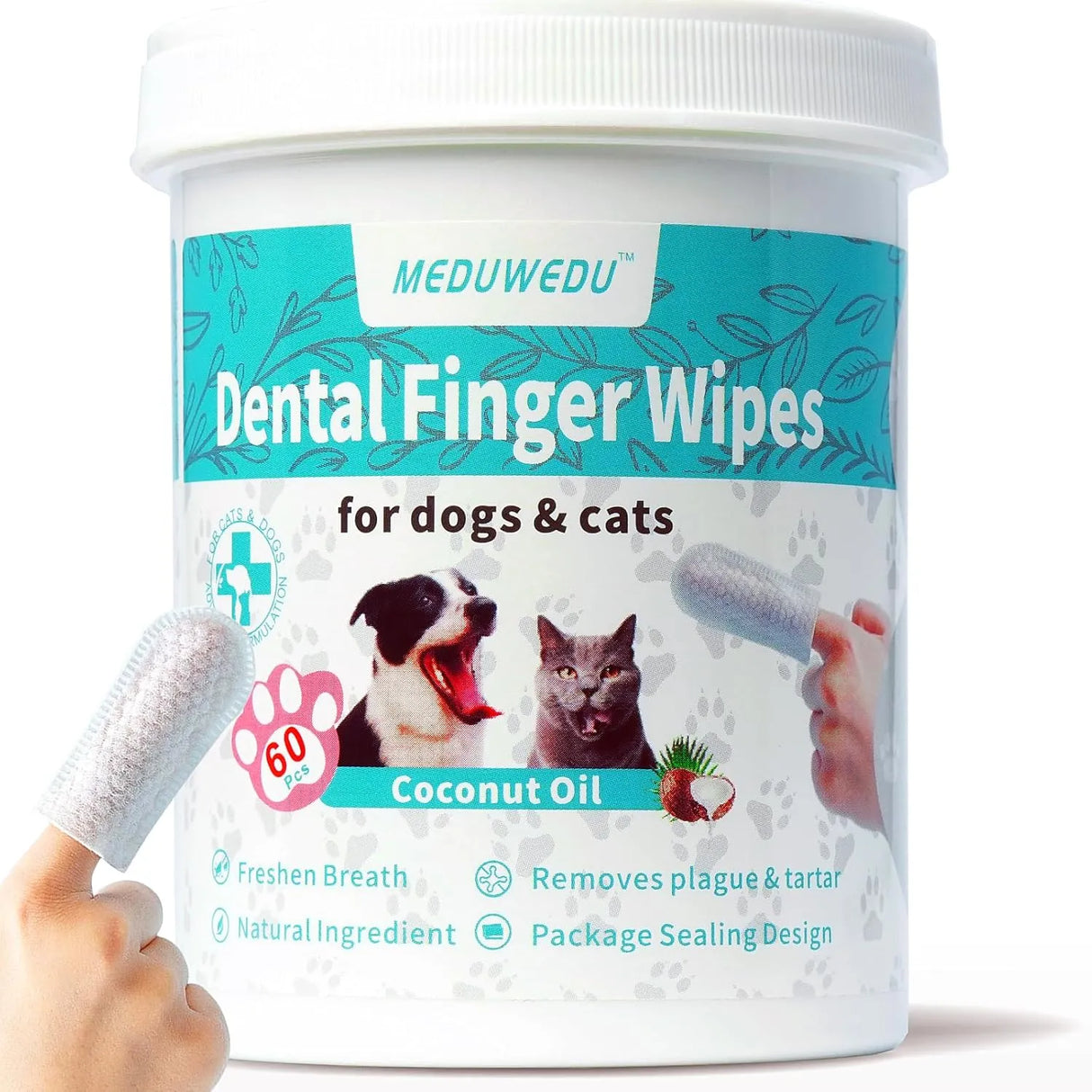 MEDUWEDU - MEDUWEDU Dental Care Finger Wipes Coconut Scent 60 Toallitas - The Red Vitamin MX - Cuidado Dental Para Perros - {{ shop.shopifyCountryName }}