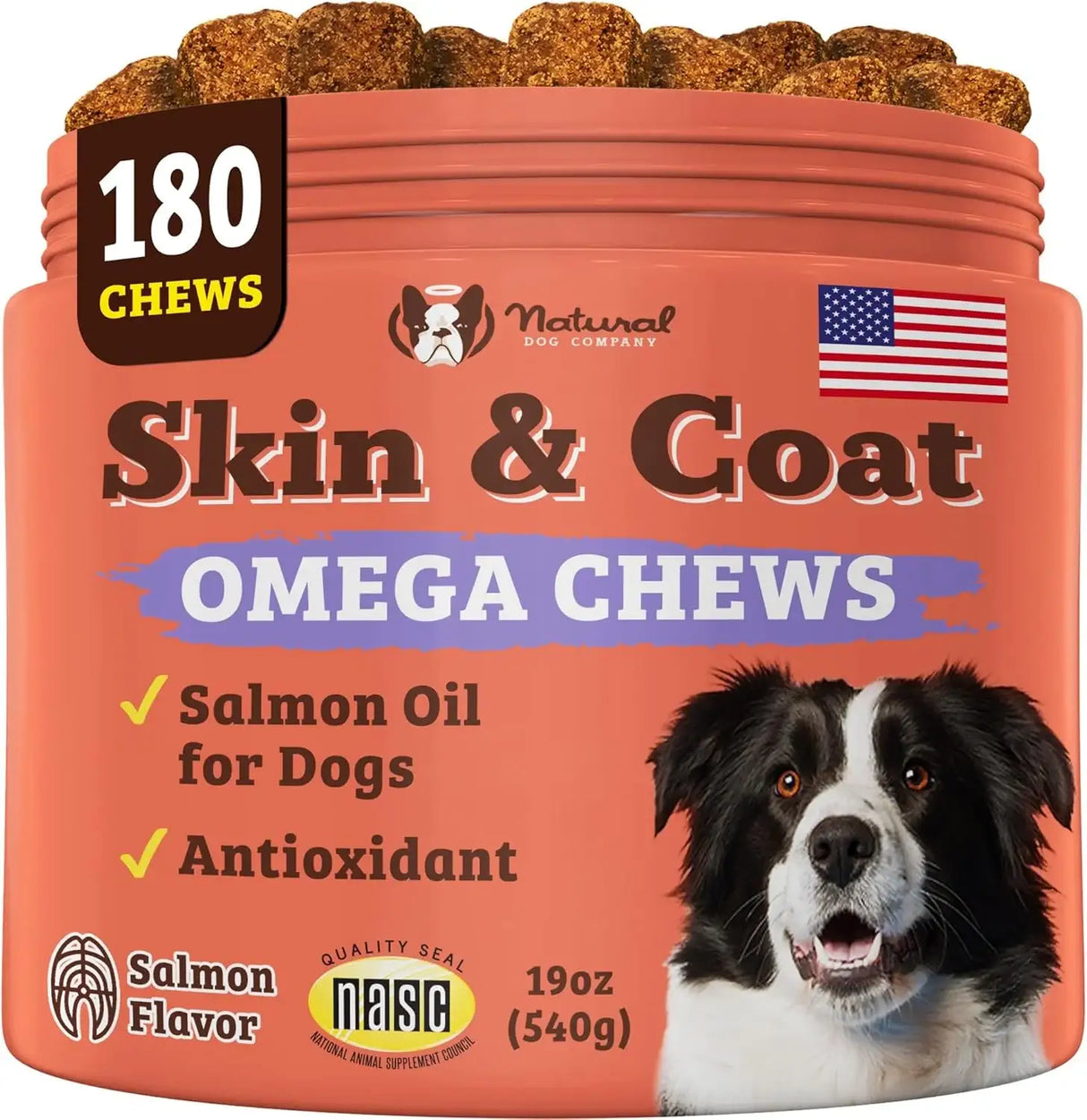 NATURAL DOG - Natural Dog Company Skin & Coat Omega-3 Rich Salmon Oil Chews 180 Masticables - The Red Vitamin MX - Aceite De Pescado Para Perros - {{ shop.shopifyCountryName }}
