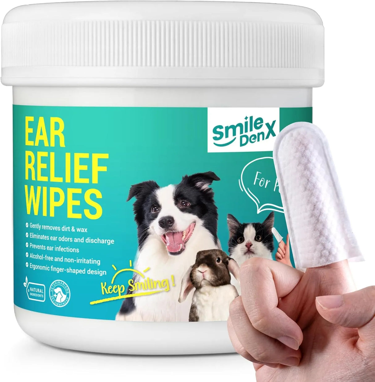 SMILEDENX - SmileDenX Dog Ear Cleaner Wipes Unscented 50 Toallitas - The Red Vitamin MX - Cuidado Del Oído De Perros - {{ shop.shopifyCountryName }}