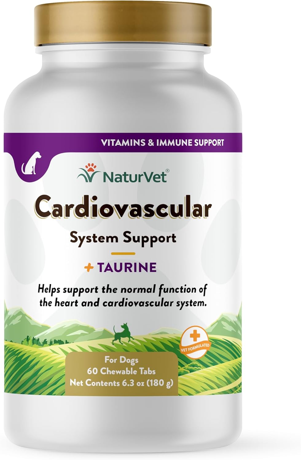 NaturVet Cardiovascular Support Dog Supplement Plus Taurine 60 Tabletas Masticables