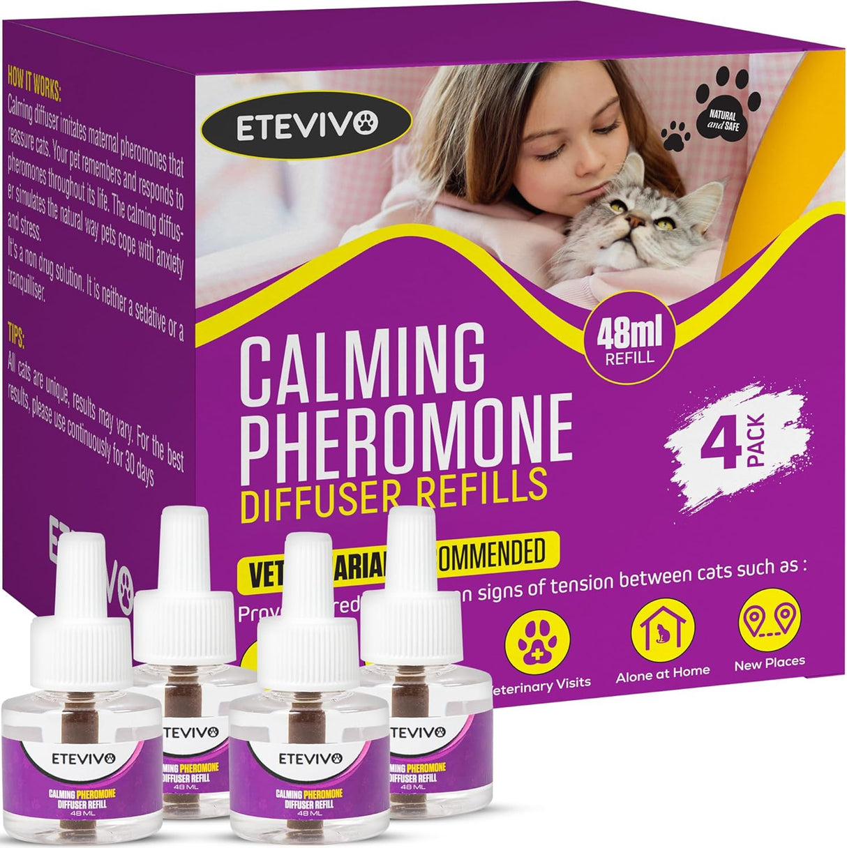 ETEVIVO Cat Calming Pheromone Diffuser 4 Pack