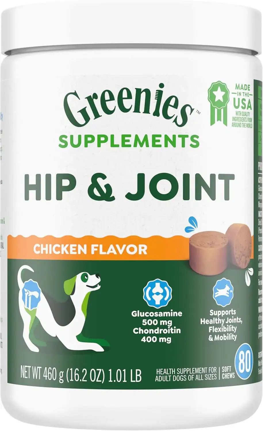 GREENIES - Greenies Supplements Hip and Joint Supplements for Dogs Chicken Flavor 80 Masticables - The Red Vitamin MX - Cuidado De Cadera Y Articulaciones Para Perros - {{ shop.shopifyCountryName }}