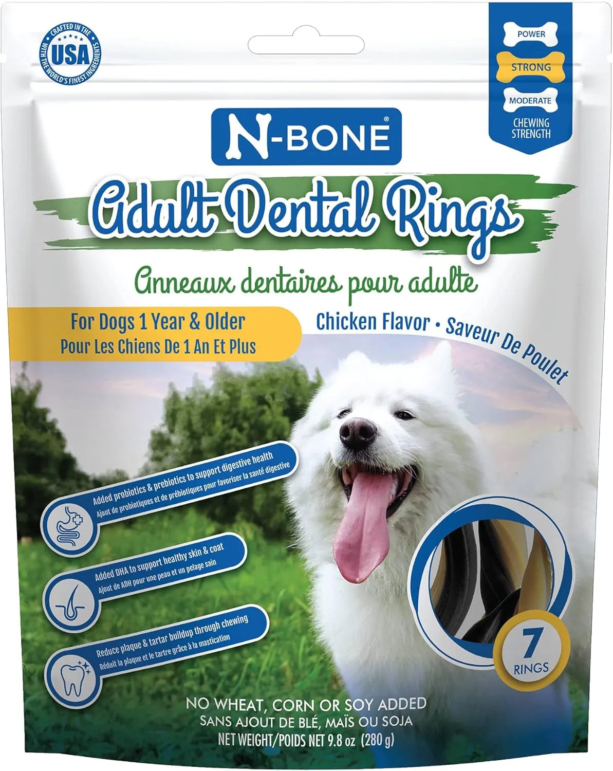 N-BONE - N-Bone Adult Dental Rings Chicken Flavor Dog Treats 7 Piezas - The Red Vitamin MX - Cuidado Dental Para Perros - {{ shop.shopifyCountryName }}