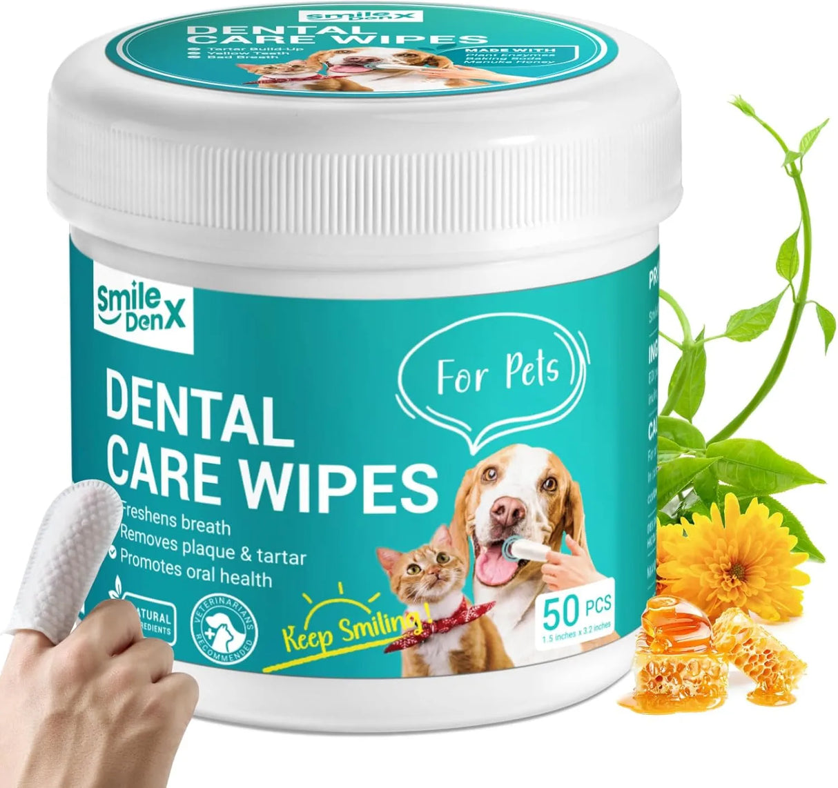 SMILEDENX - SmileDenX Dog Dental Care Finger Wipes Unscented 50 Toallitas - The Red Vitamin MX - Cuidado Dental Para Perros - {{ shop.shopifyCountryName }}