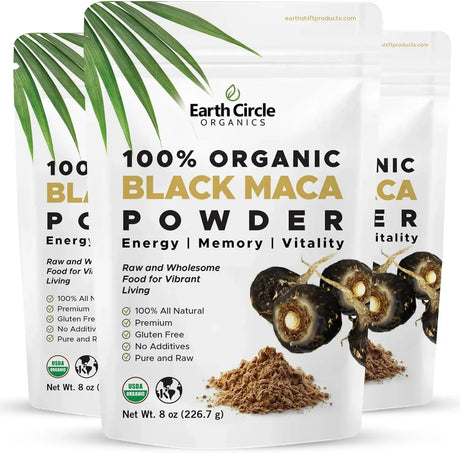 EARTH CIRCLE ORGANICS - Earth Circle Organics Organic Black Maca Peruvian Root Powder 226.7Gr. 3 Pack - The Red Vitamin MX - Suplementos Alimenticios - {{ shop.shopifyCountryName }}