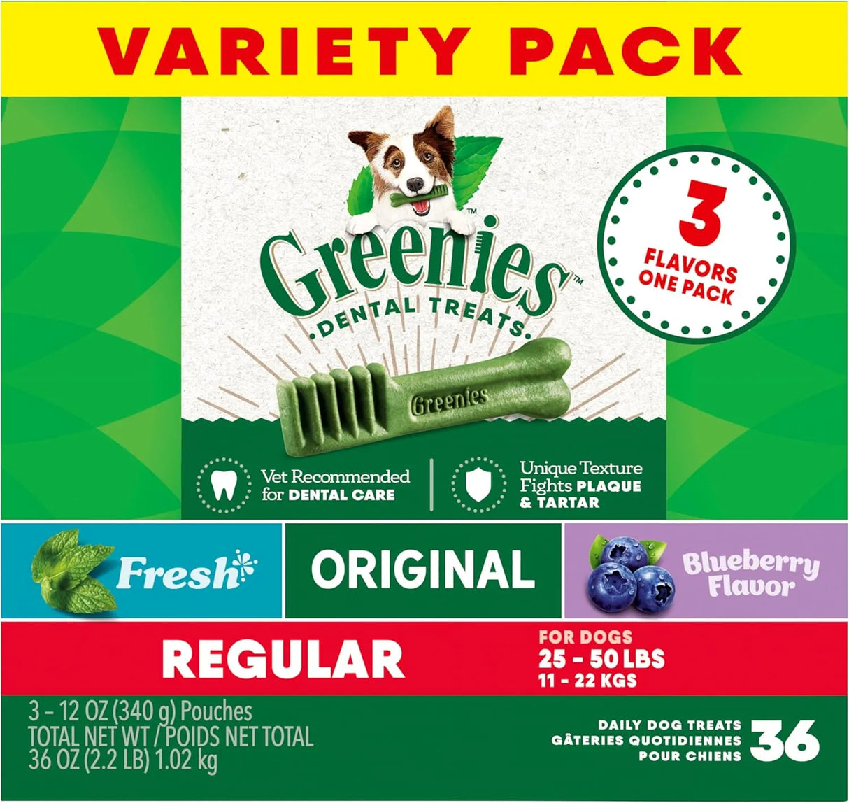 GREENIES - Greenies Regular Natural Dental Care Dog Treats Variety Pack 36 Piezas - The Red Vitamin MX - Cuidado Dental Para Perros - {{ shop.shopifyCountryName }}