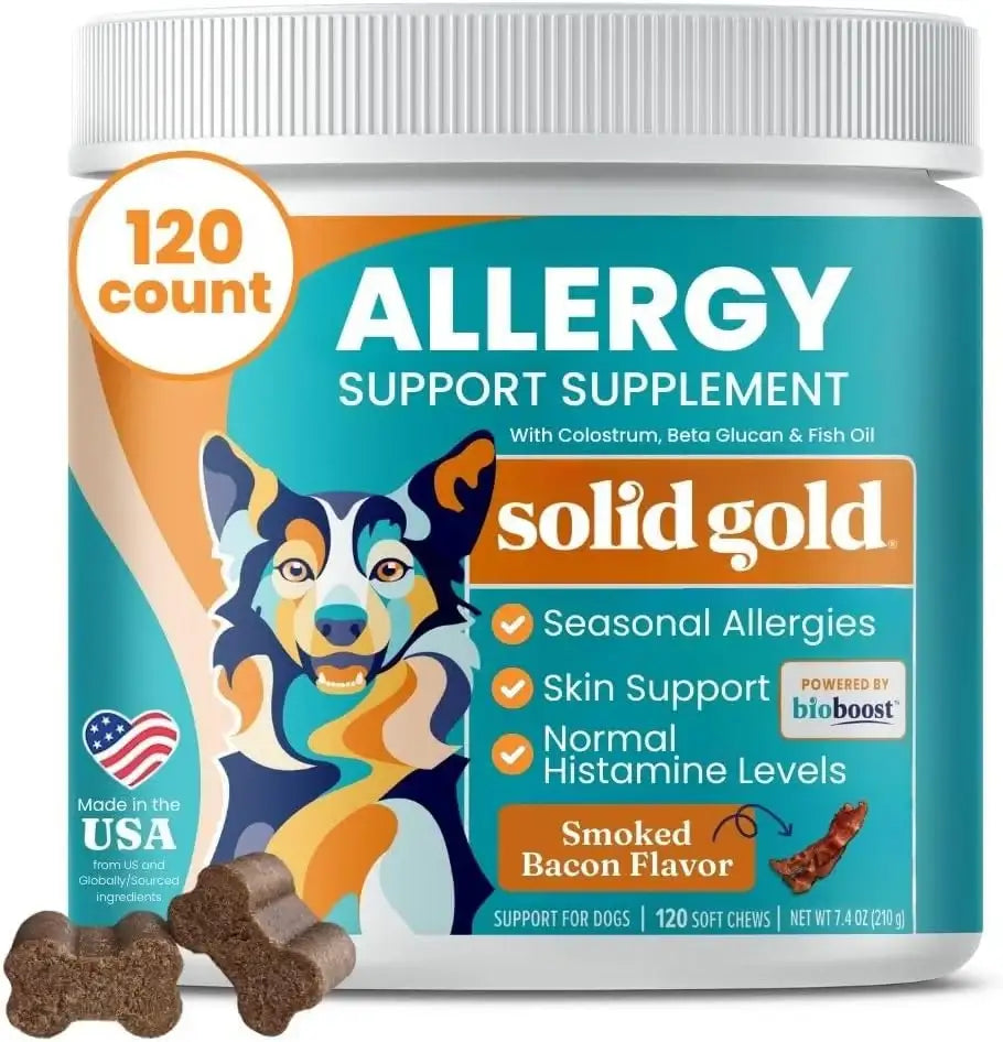 SOLID GOLD - Solid Gold Dog Allergy Relief Chews 120 Masticables - The Red Vitamin MX - Remedios Para La Picazón De Perros - {{ shop.shopifyCountryName }}
