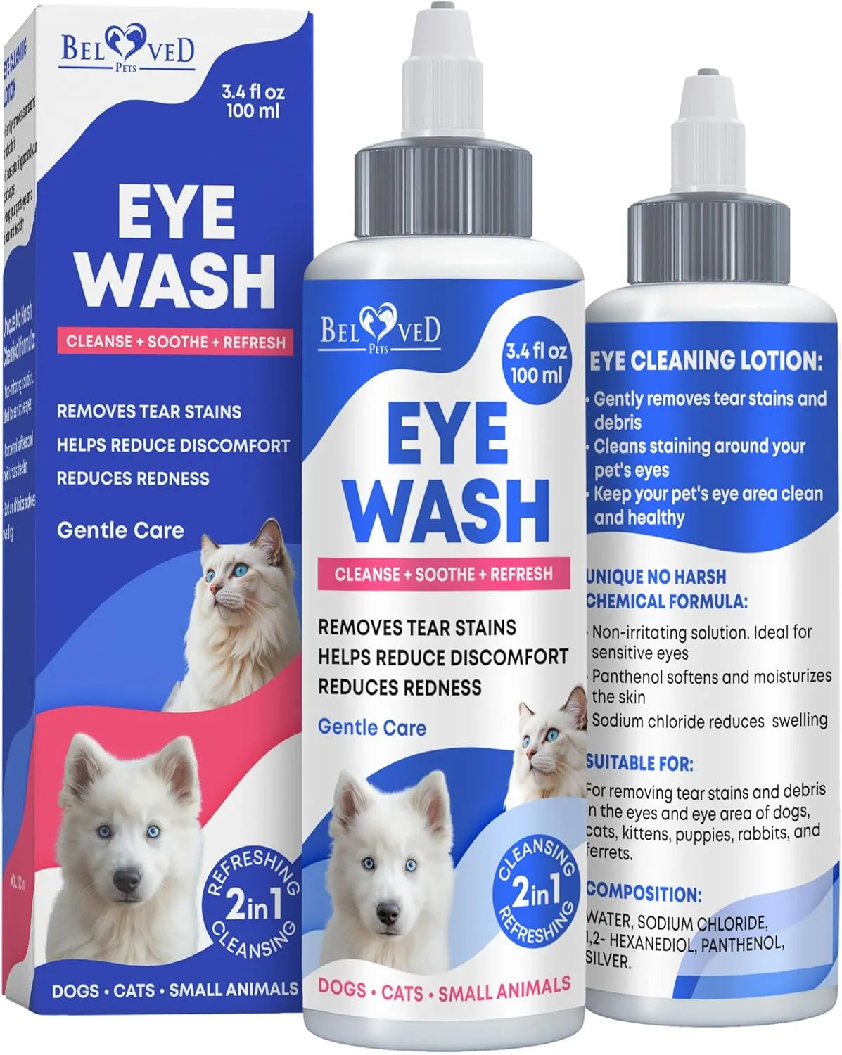 BELOVED PETS - Beloved Pets Cat & Dog Eye Wash Drops & Tear Stain Remover 100Ml. - The Red Vitamin MX - Cuidado De Los Ojos De Los Perros - {{ shop.shopifyCountryName }}