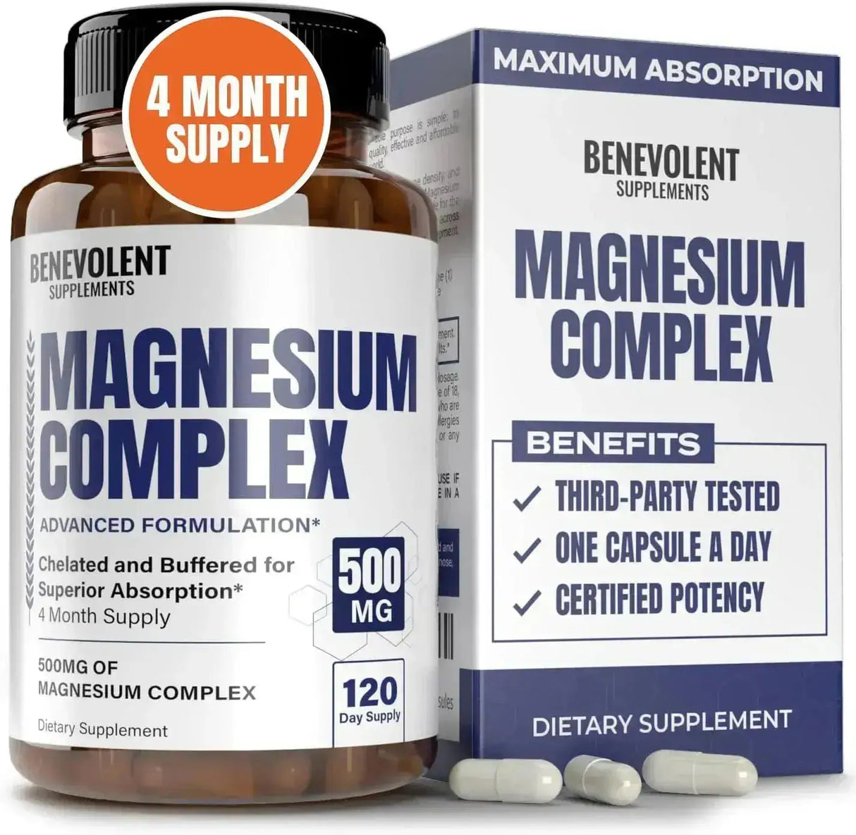 BENEVOLENT NOURISHMENT - Benevolent Nourishment Magnesium Complex 500Mg. 120 Capsulas - The Red Vitamin MX - Suplementos Alimenticios - {{ shop.shopifyCountryName }}