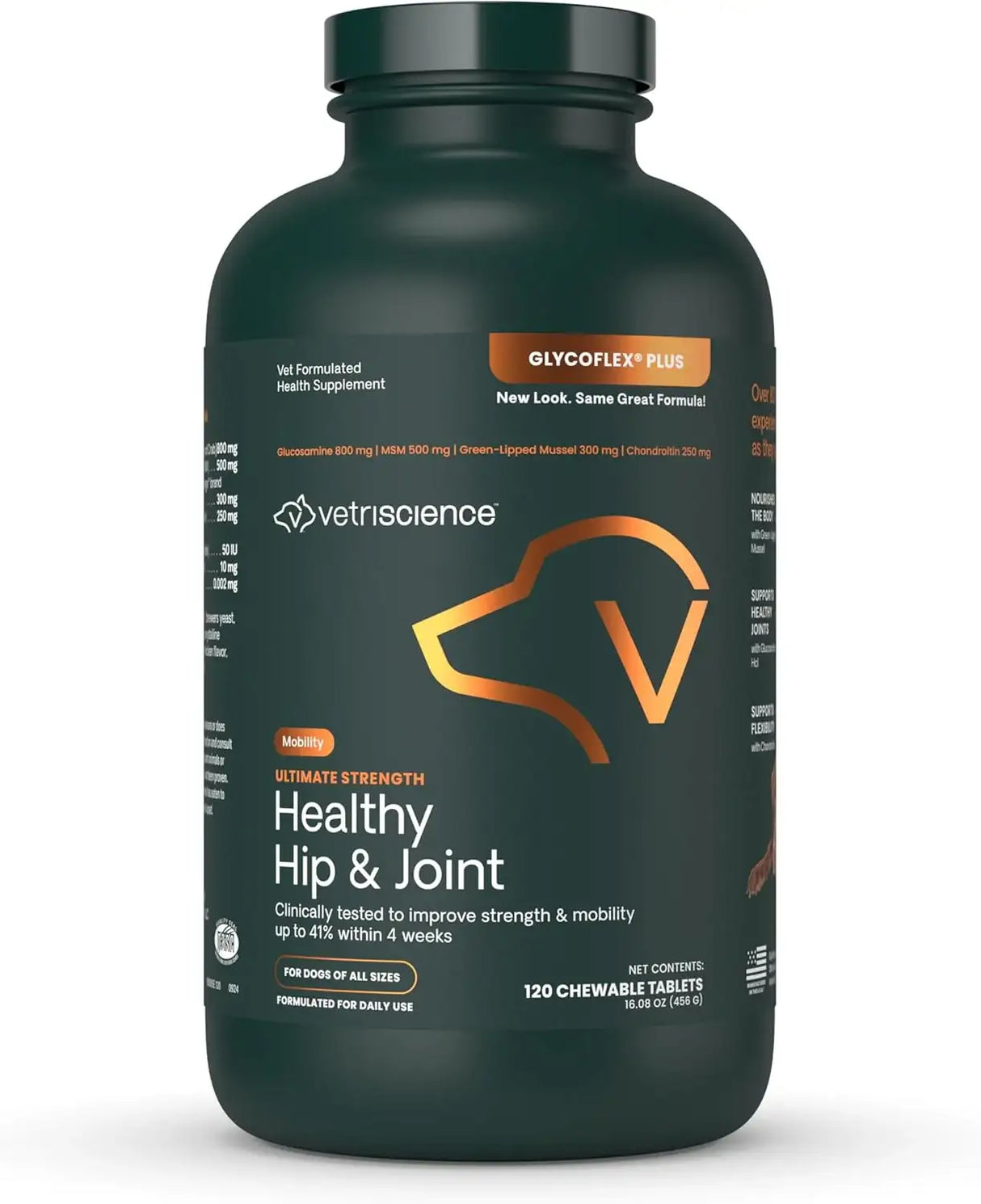 VETRISCIENCE - VetriScience Ultimate Strength Healthy Hip & Joint Tablets 120 Tabletas Masticables - The Red Vitamin MX - Cuidado De Cadera Y Articulaciones Para Perros - {{ shop.shopifyCountryName }}