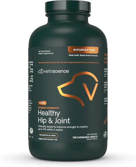 VETRISCIENCE - VetriScience Ultimate Strength Healthy Hip & Joint Tablets 120 Tabletas Masticables - The Red Vitamin MX - Cuidado De Cadera Y Articulaciones Para Perros - {{ shop.shopifyCountryName }}