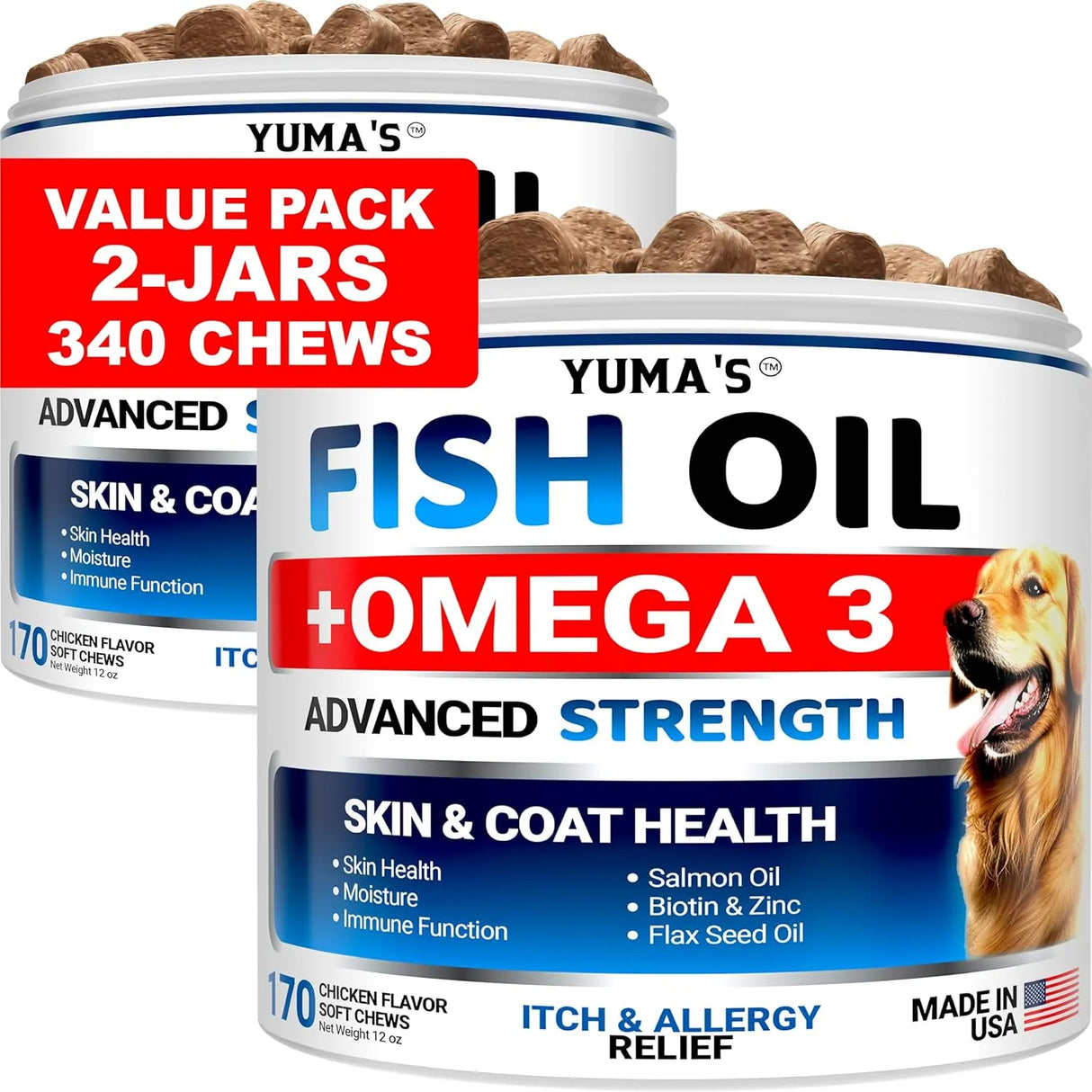 YUMA'S - YUMA'S Omega 3 Fish Oil for Dogs Chicken Flavor 170 Masticables 2 Pack - The Red Vitamin MX - Aceite De Pescado Para Perros - {{ shop.shopifyCountryName }}