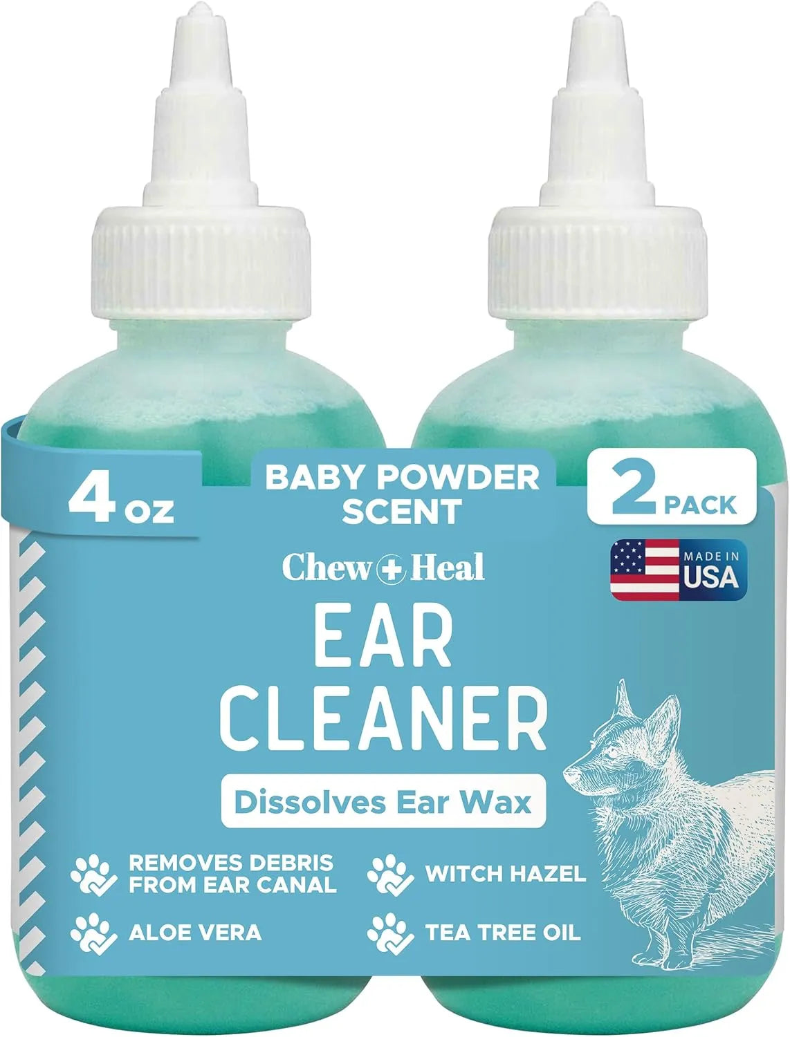 CHEW + HEAL - Chew + Heal Dog Ear Cleaner Solution 4 Fl.Oz. 2 Pack - The Red Vitamin MX - Cuidado Del Oído De Perros - {{ shop.shopifyCountryName }}