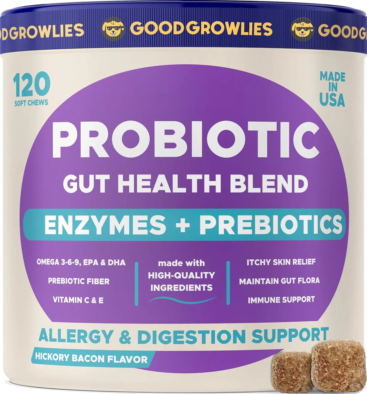 GOODGROWLIES - GOODGROWLIES Probiotics for Dogs Gut Health & Digestive Function 120 Masticables - The Red Vitamin MX - Probióticos Para Perros - {{ shop.shopifyCountryName }}