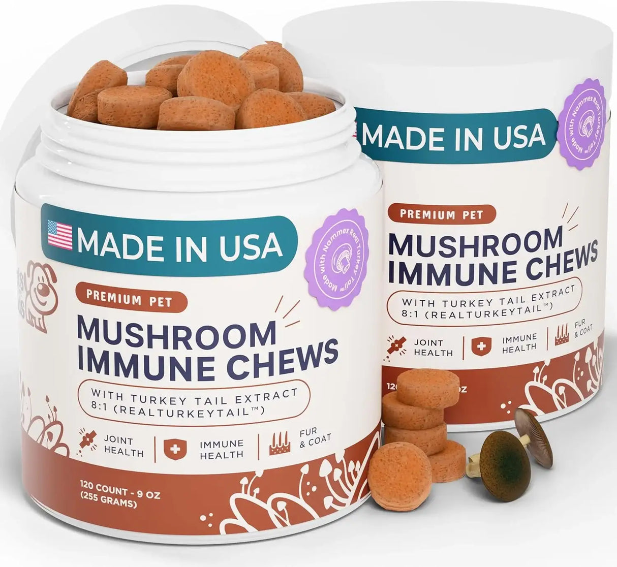 PETS ARE KIDS TOO - Pets Are Kids Too Turkey Tail Mushroom for Dogs 120 Masticables 2 Pack - The Red Vitamin MX - Suplementos Herbales Para Perros - {{ shop.shopifyCountryName }}