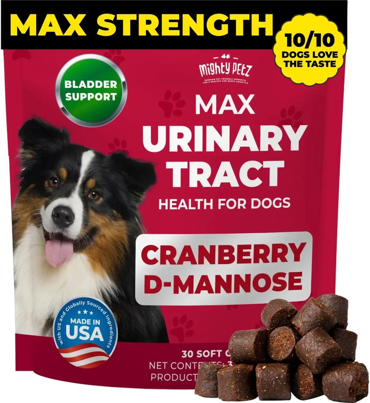 MIGHTY PETZ - Mighty Petz MAX Cranberry for Dog UTI Treatment 30 Masticables - The Red Vitamin MX - Salud De Tracto Urinario Para Perros - {{ shop.shopifyCountryName }}