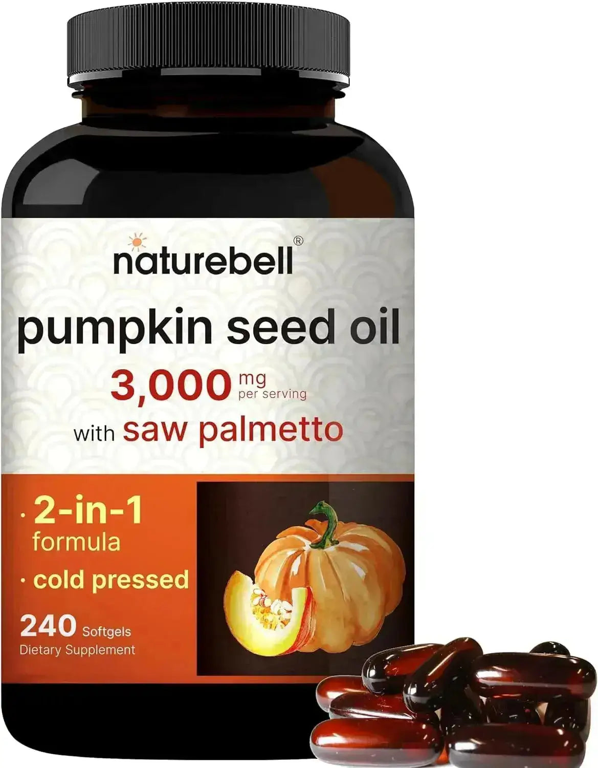 NATUREBELL - NatureBell Virgin Pumpkin Seed Oil 3,000Mg. 240 Capsulas Blandas - The Red Vitamin MX - Suplementos Alimenticios - {{ shop.shopifyCountryName }}