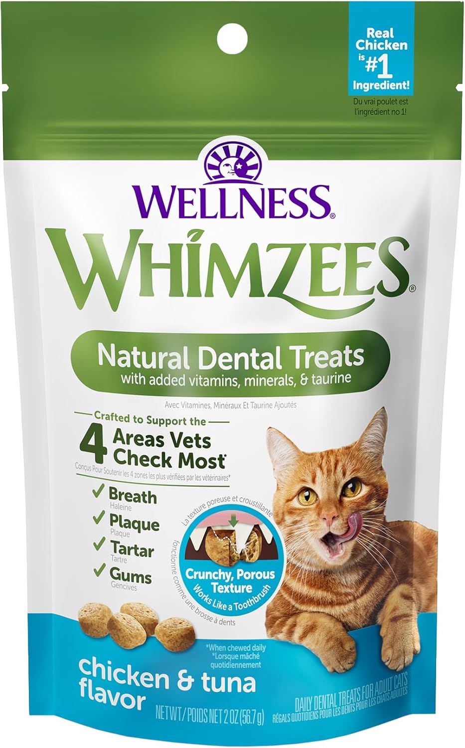 WHIMZEES Wellness Cat Dental Treats Natural Chews Chicken and Tuna Flavor 56Gr.