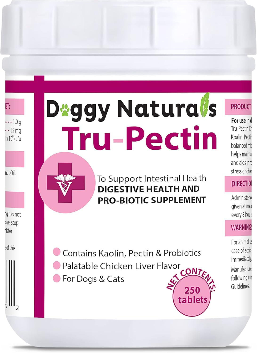 Doggy Naturals Tru-Pectin Anti-Diarrheal for Dogs & Cats 250 Tabletas