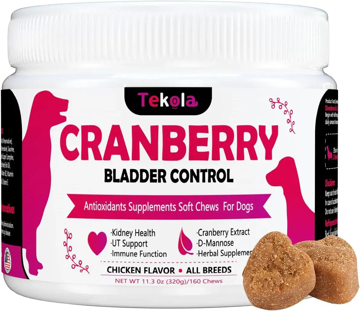 TEKOLA - Tekola Cranberry Bladder Health for Dogs 160 Masticables - The Red Vitamin MX - Salud De Tracto Urinario Para Perros - {{ shop.shopifyCountryName }}