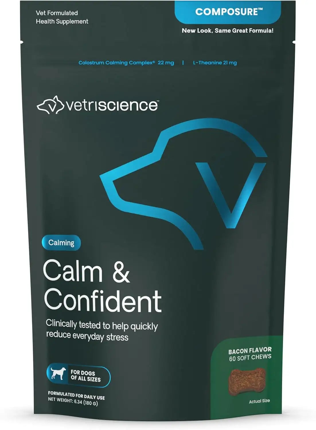 VETRISCIENCE - VetriScience Long Lasting Calm & Confident Calming Chews Bacon 60 Masticables - The Red Vitamin MX - Relajantes Para Perros - {{ shop.shopifyCountryName }}