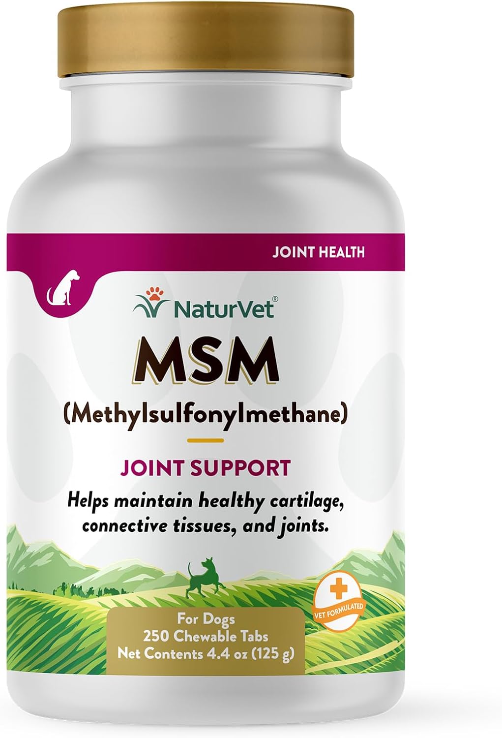 NaturVet Methylsulfonylmethane Joint Support Dog 250 Tabletas Masticables