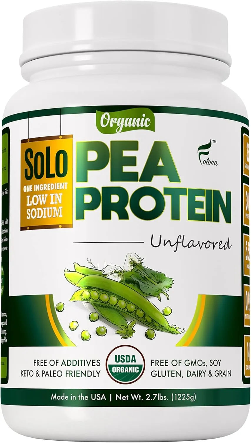 FOLONA - SOLO Organic Pea Protein Isolate Unflavored 1,225Gr. - The Red Vitamin MX - Suplementos Alimenticios - {{ shop.shopifyCountryName }}