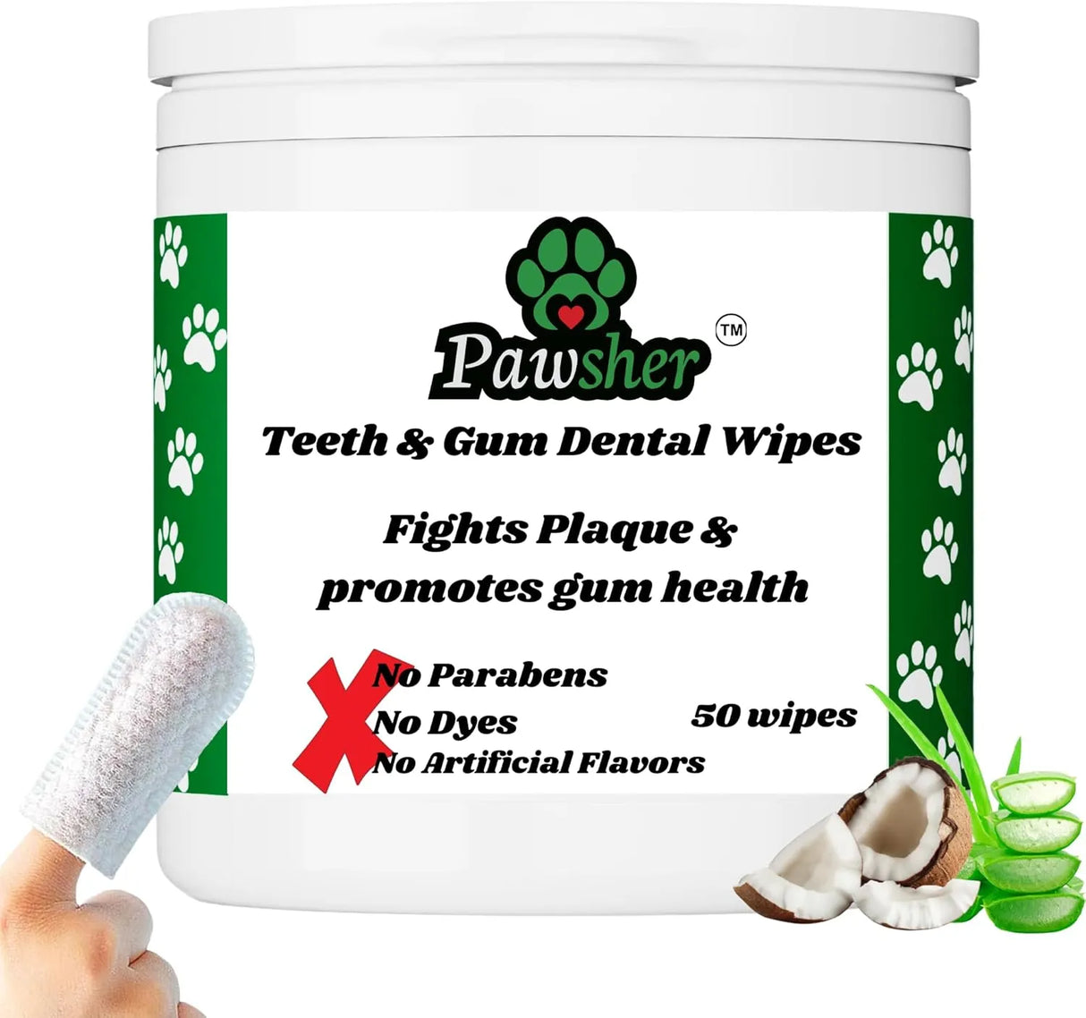 PAWSHER - Pawsher Dogs Dental Wipes 50 Toallitas - The Red Vitamin MX - Cuidado Dental Para Perros - {{ shop.shopifyCountryName }}