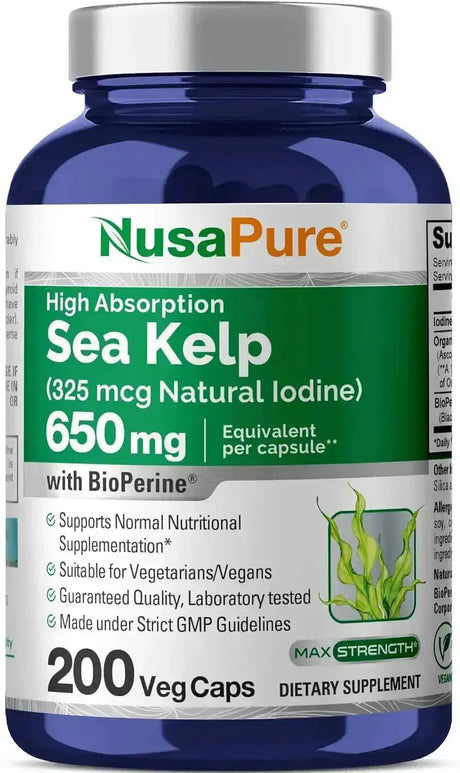 NUSAPURE - NusaPure Sea Kelp Iodine 325mcg 200 Capsulas - The Red Vitamin MX - Suplementos Alimenticios - {{ shop.shopifyCountryName }}