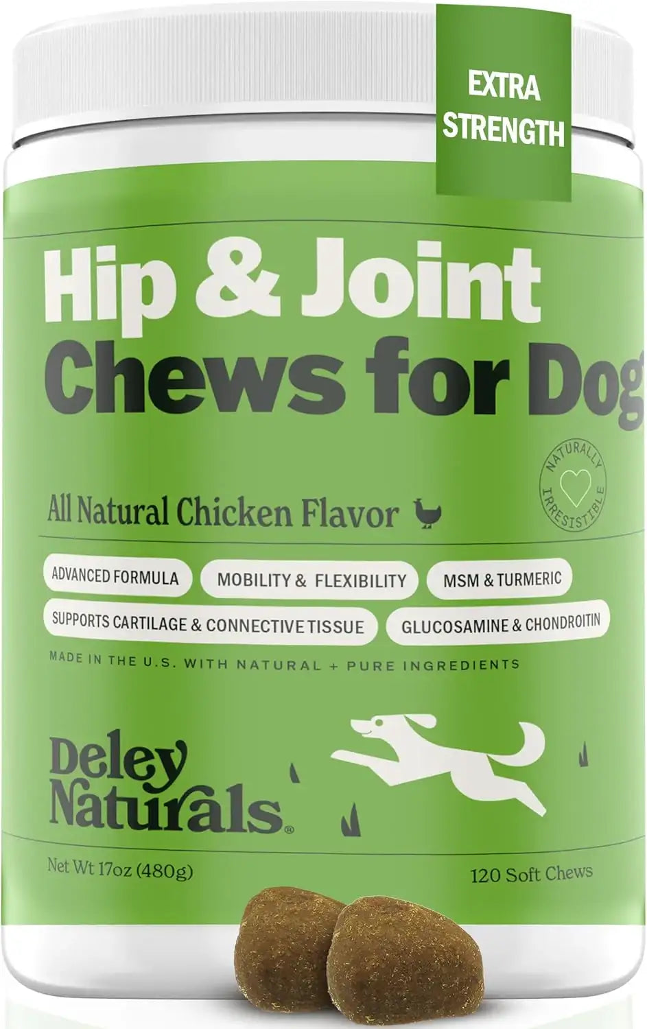 DELEY NATURALS - Deley Naturals Dog Hip and Joint Supplement 120 Masticables - The Red Vitamin MX - Cuidado De Cadera Y Articulaciones Para Perros - {{ shop.shopifyCountryName }}