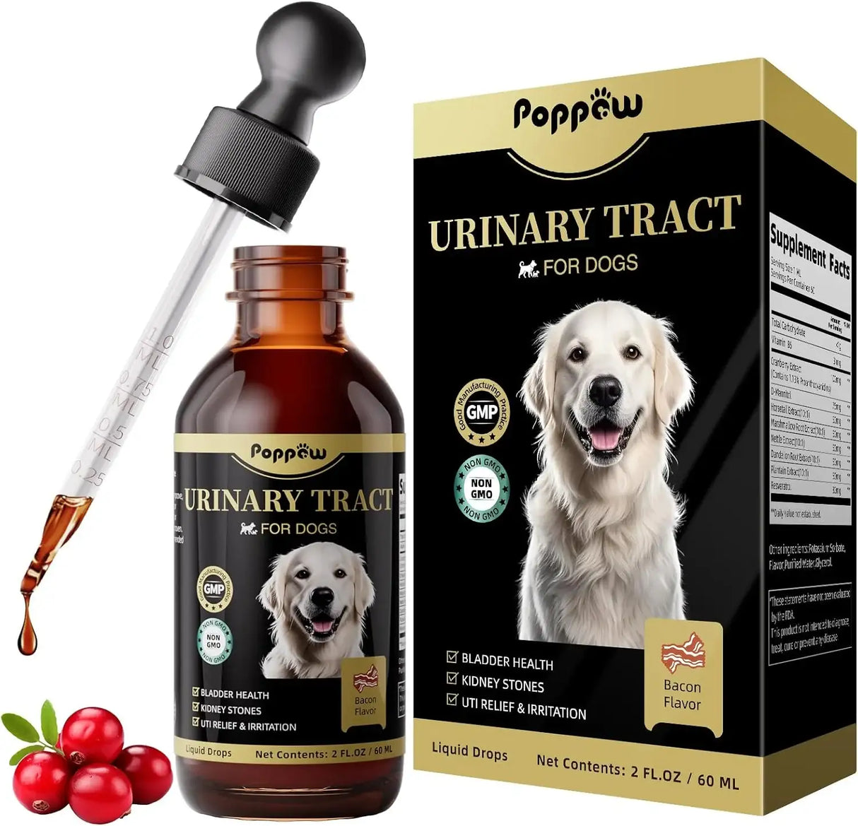 POPPAW - POPPAW Dog UTI Treatment & Urinary Tract Support Bacon Flavor 2 Fl.Oz. - The Red Vitamin MX - Salud De Tracto Urinario Para Perros - {{ shop.shopifyCountryName }}