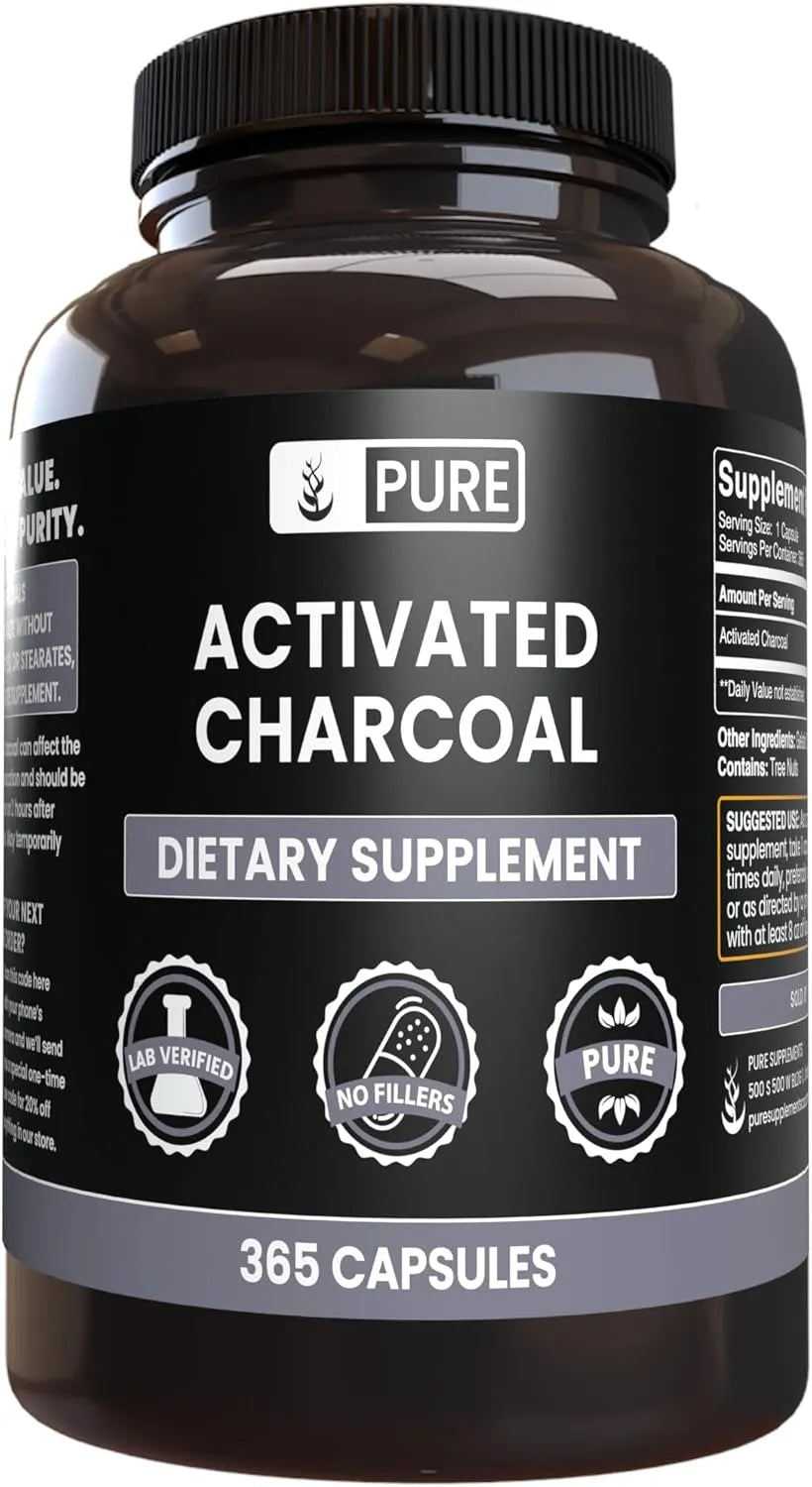 PURE ORIGINAL INGREDIENTS - Pure Original Ingredients Activated Charcoal 365 Capsulas - The Red Vitamin MX - Suplementos Alimenticios - {{ shop.shopifyCountryName }}