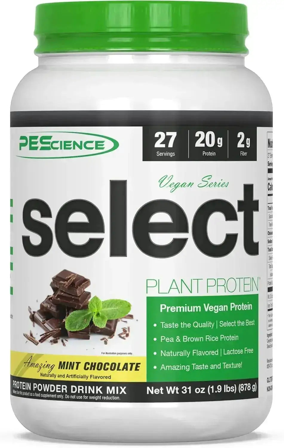 PESCIENCE - PEScience Select Vegan Plant Based Protein Powder Mint Chocolate 27 Servicios 878Gr. - The Red Vitamin MX - Suplementos Alimenticios - {{ shop.shopifyCountryName }}