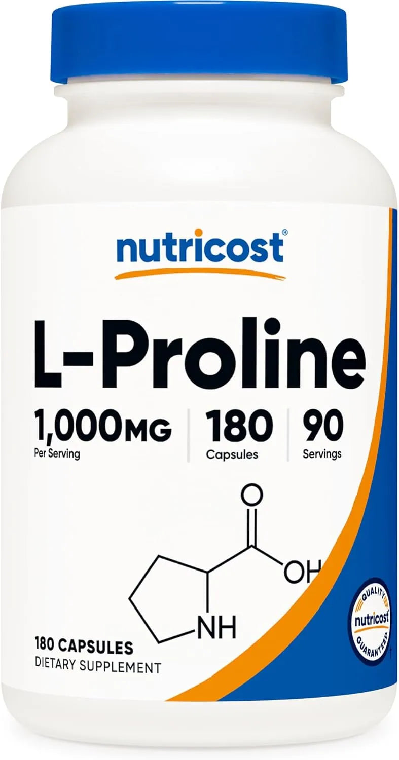 NUTRICOST - Nutricost L-Proline 1000Mg. 180 Capsulas - The Red Vitamin MX - Suplementos Alimenticios - {{ shop.shopifyCountryName }}