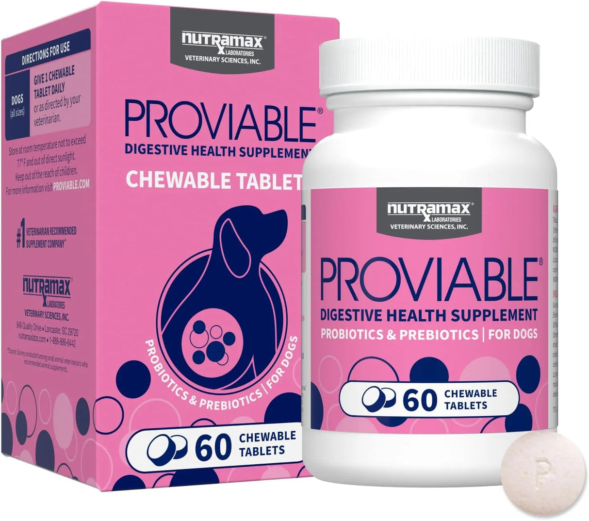 NUTRAMAX - Nutramax Proviable Probiotics for Dogs 60 Tabletas Masticables - The Red Vitamin MX - Probióticos Para Perros - {{ shop.shopifyCountryName }}
