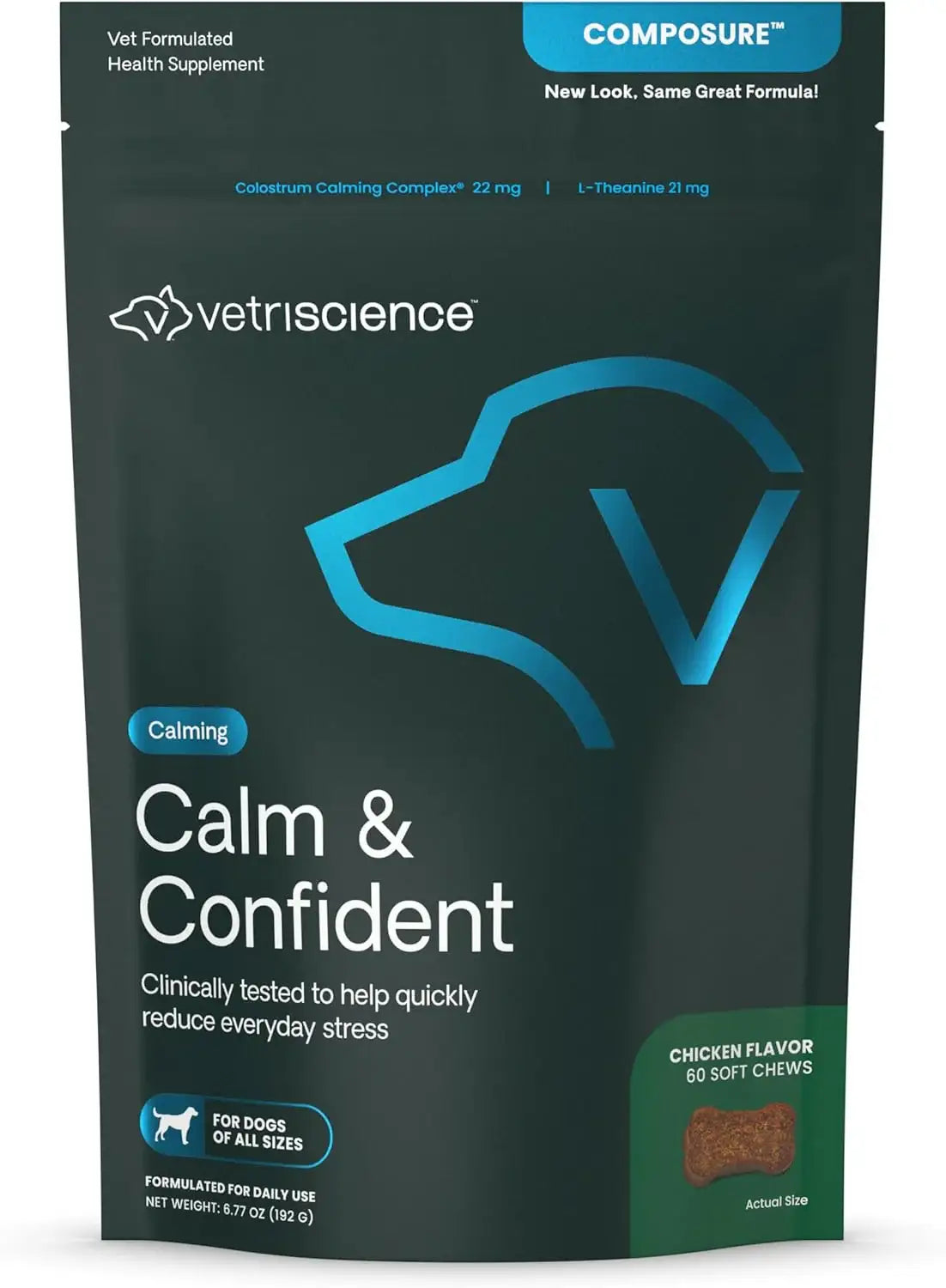 VETRISCIENCE - VetriScience Long Lasting Calm & Confident Calming Chews Chicken 60 Masticables - The Red Vitamin MX - Relajantes Para Perros - {{ shop.shopifyCountryName }}
