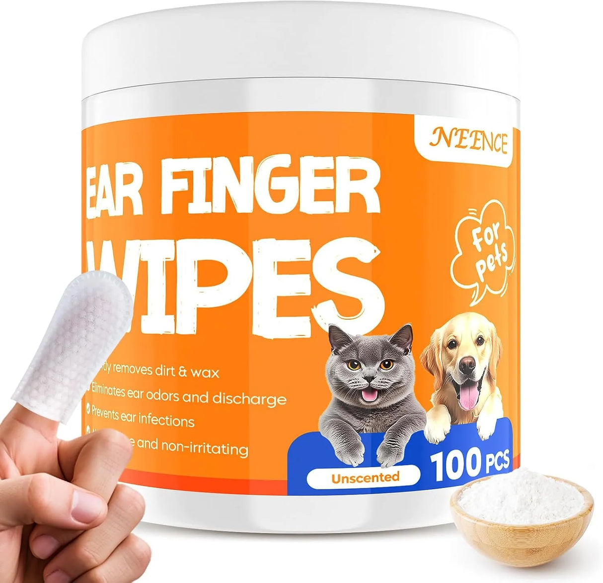 NEENCE - NEENCE Ear Finger Wipes for Dogs & Cats Unscented 100 Toallitas - The Red Vitamin MX - Cuidado Del Oído De Perros - {{ shop.shopifyCountryName }}