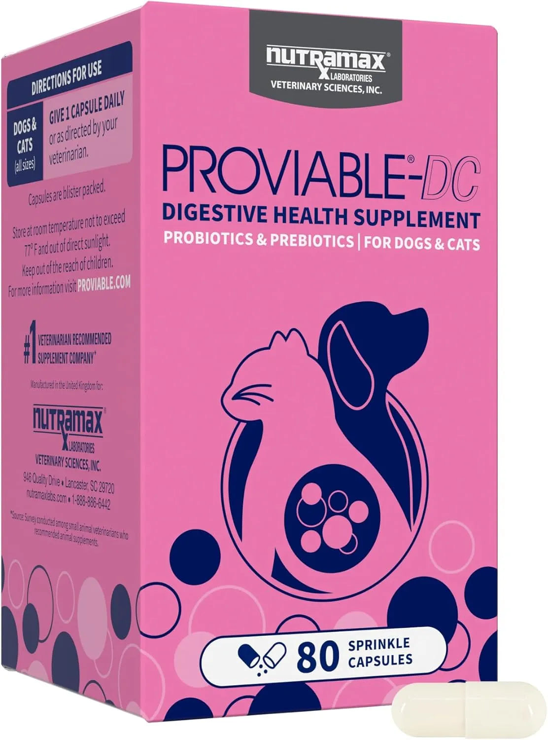 NUTRAMAX - Nutramax Proviable Probiotics for Dogs and Cats 80 Capsulas - The Red Vitamin MX - Probióticos Para Perros - {{ shop.shopifyCountryName }}