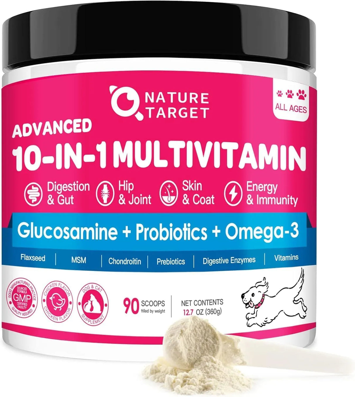 NATURE TARGET - NATURE TARGET Dog Vitamins Powder 90 Servicios 360Gr. - The Red Vitamin MX - Multivitamínicos Para Perros - {{ shop.shopifyCountryName }}