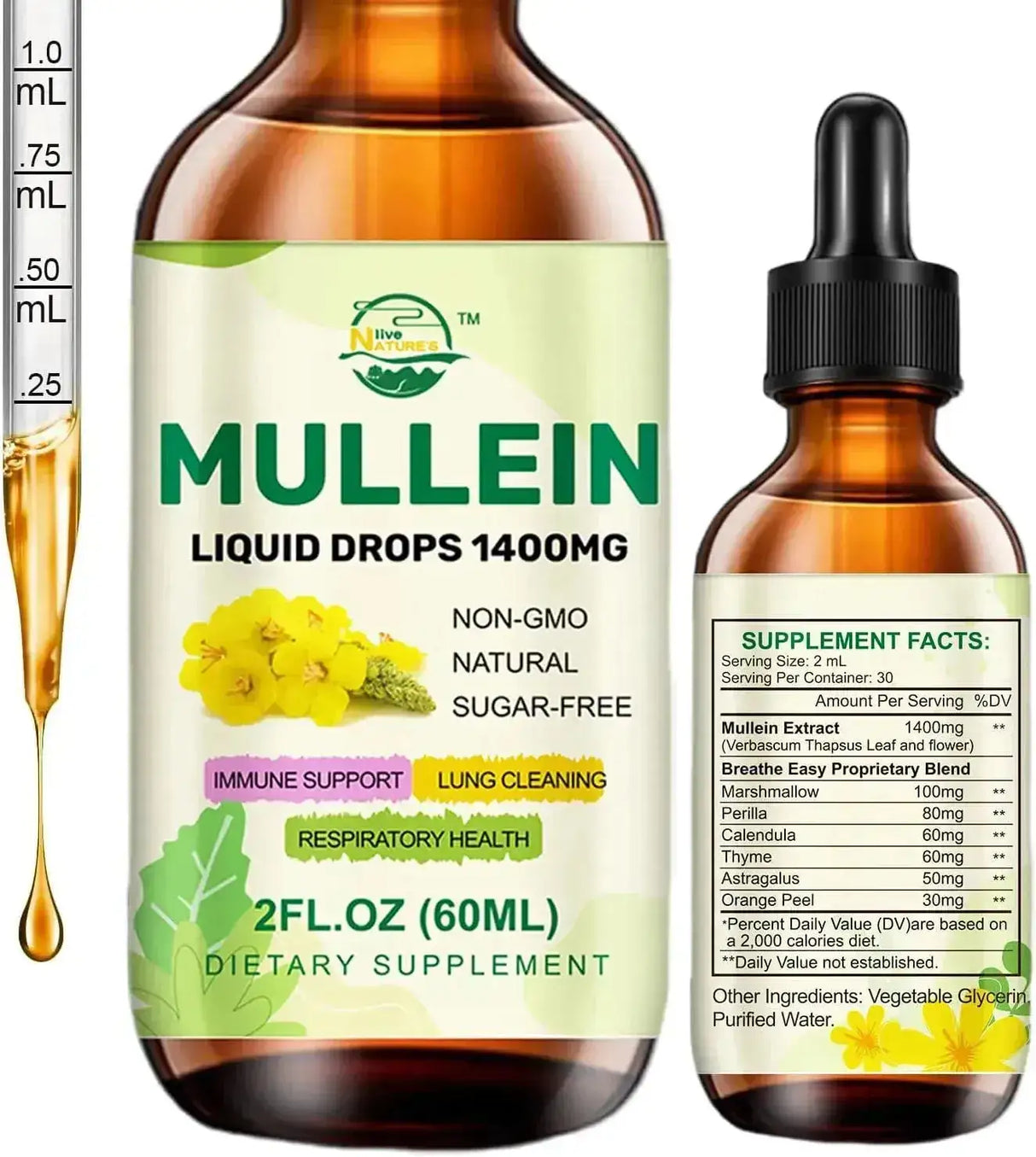 NATURE'S LIVE - Nature's live Mullein Drops for Lungs 2 Fl.Oz. - The Red Vitamin MX - Suplementos Alimenticios - {{ shop.shopifyCountryName }}