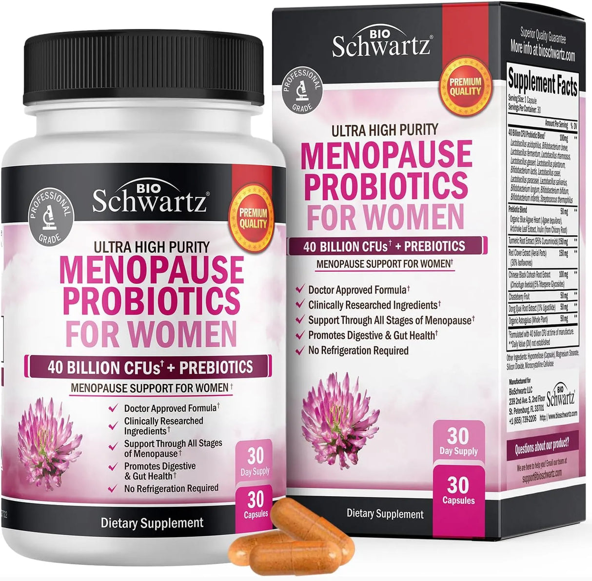 BIO SCHWARTZ - BioSchwartz Menopause Probiotics for Women 30 Capsulas - The Red Vitamin MX - Suplementos Alimenticios - {{ shop.shopifyCountryName }}