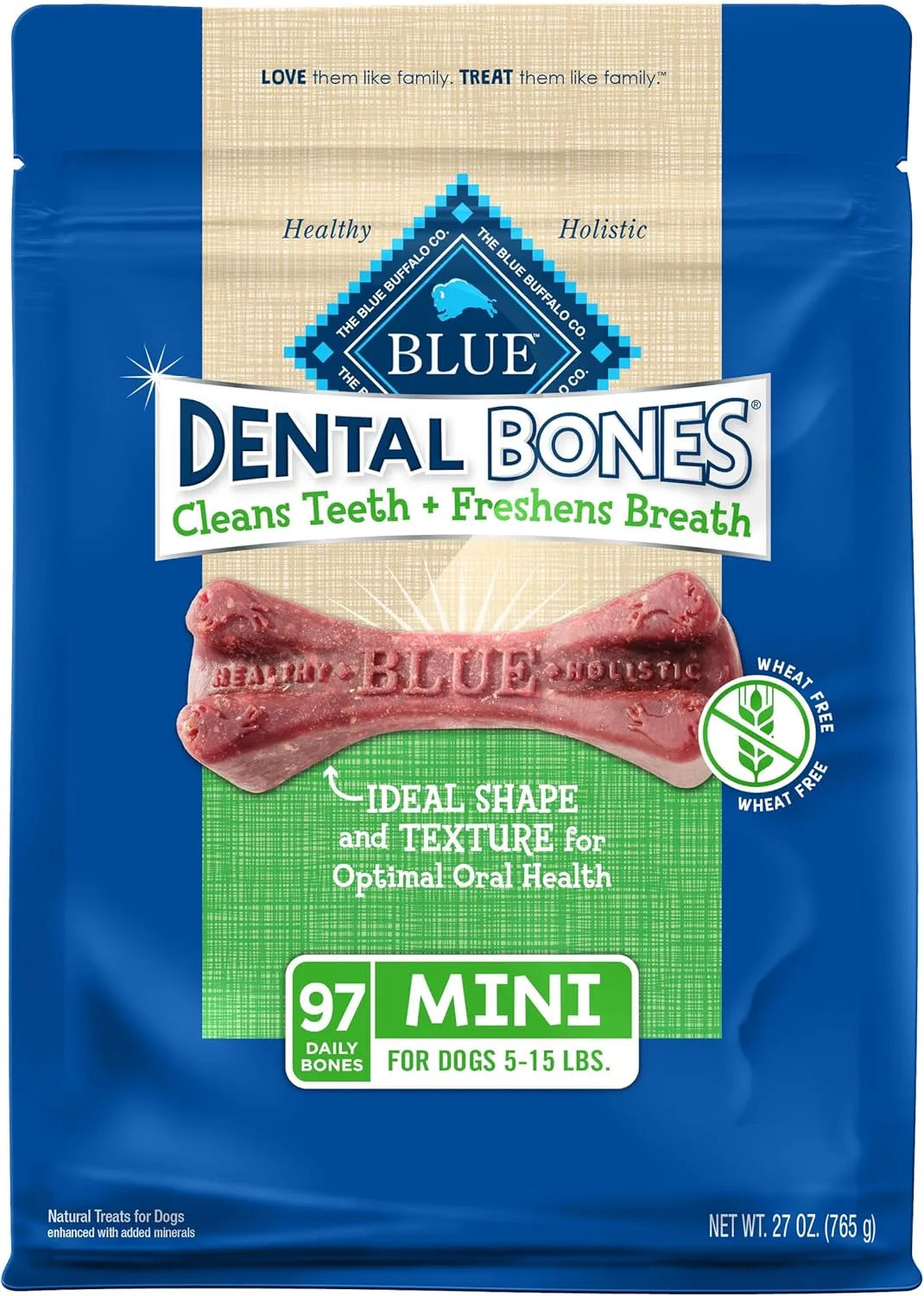 BLUE BUFFALO - Blue Buffalo Dental Bones Mini Natural Dental Chew Dog Treats 97 Piezas - The Red Vitamin MX - Cuidado Dental Para Perros - {{ shop.shopifyCountryName }}