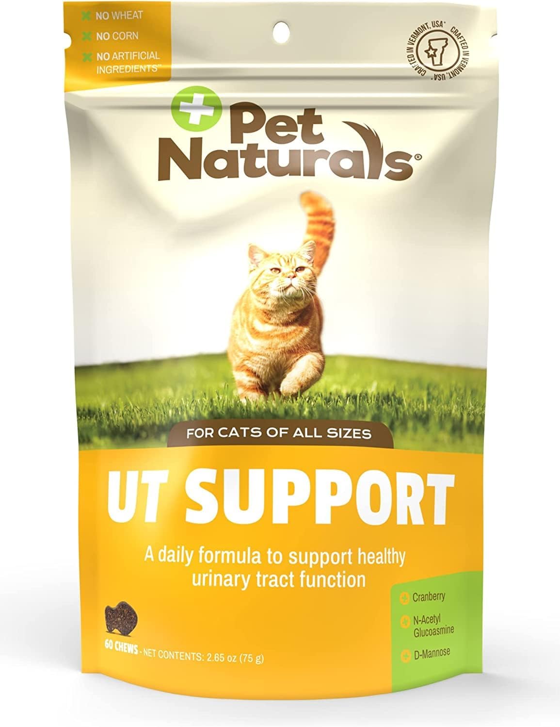 Pet Naturals UT Support Urinary Tract Supplement for Cats 60 Masticables