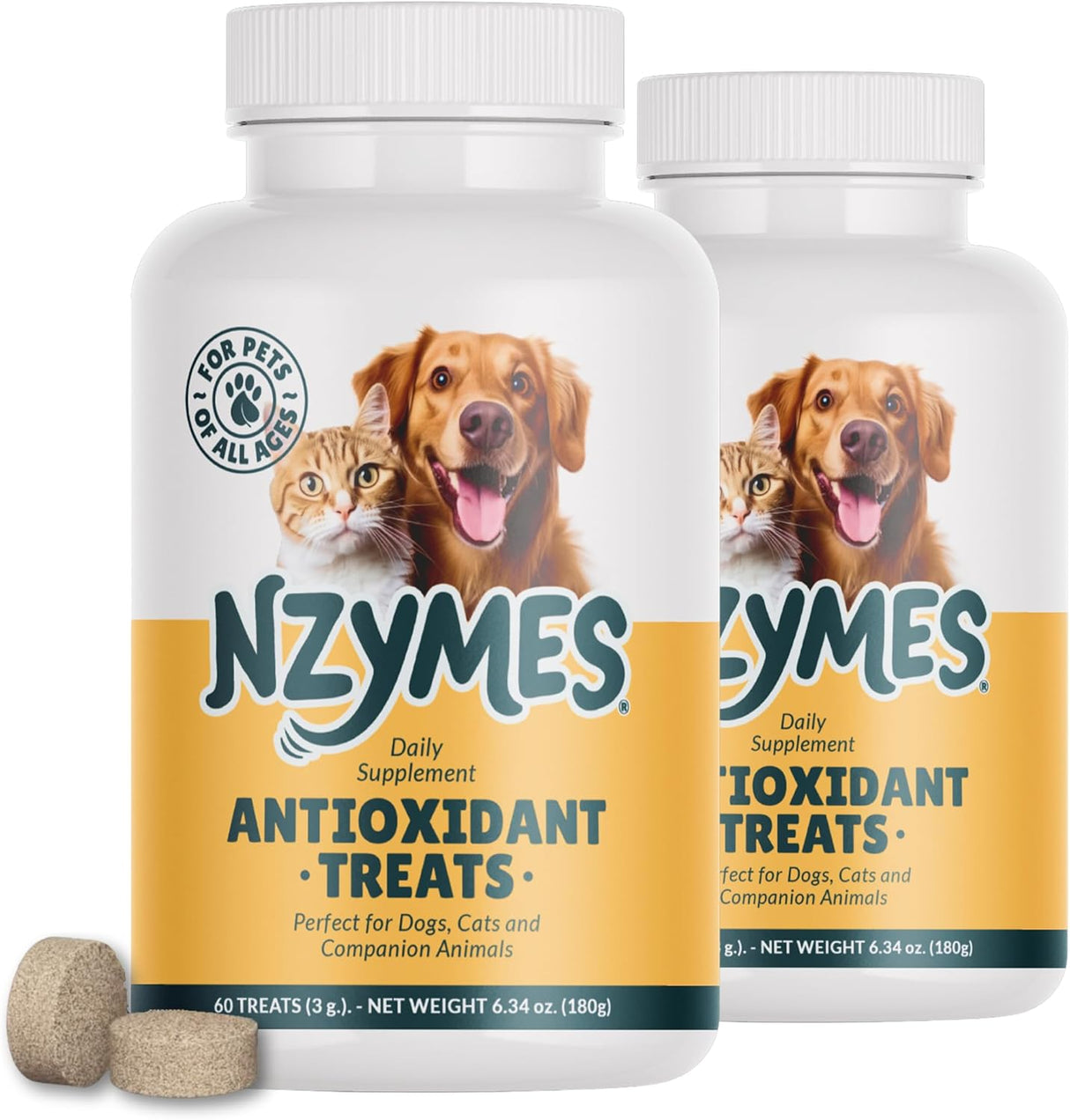 Nzymes Antioxidant Treats for Dogs 60 Masticables 2 Pack