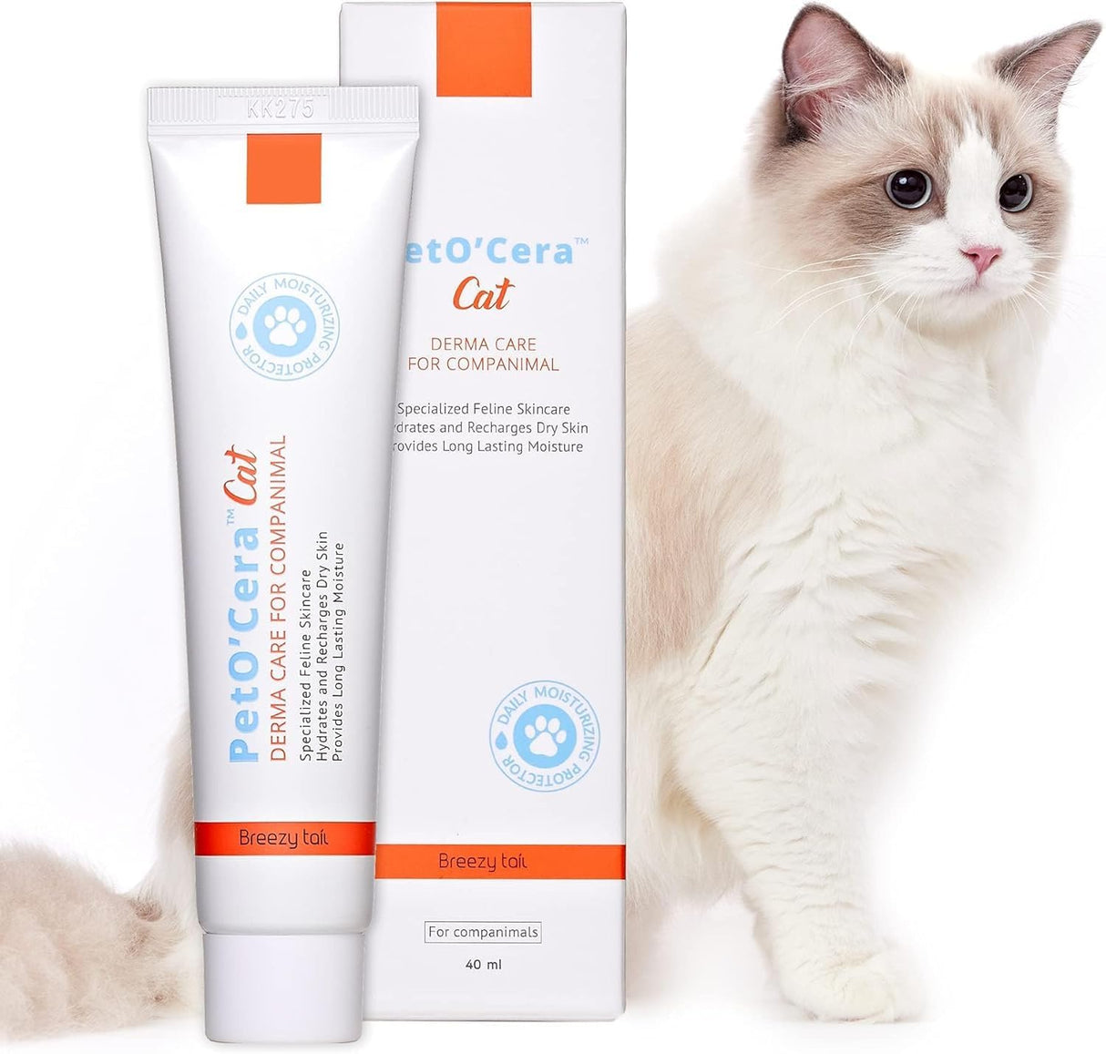 Breezytail PetO'CERA Cat Cream Hair Loss & Itch Relief for Hot Spots Rashes Allergies & Dry Skin 40Ml.