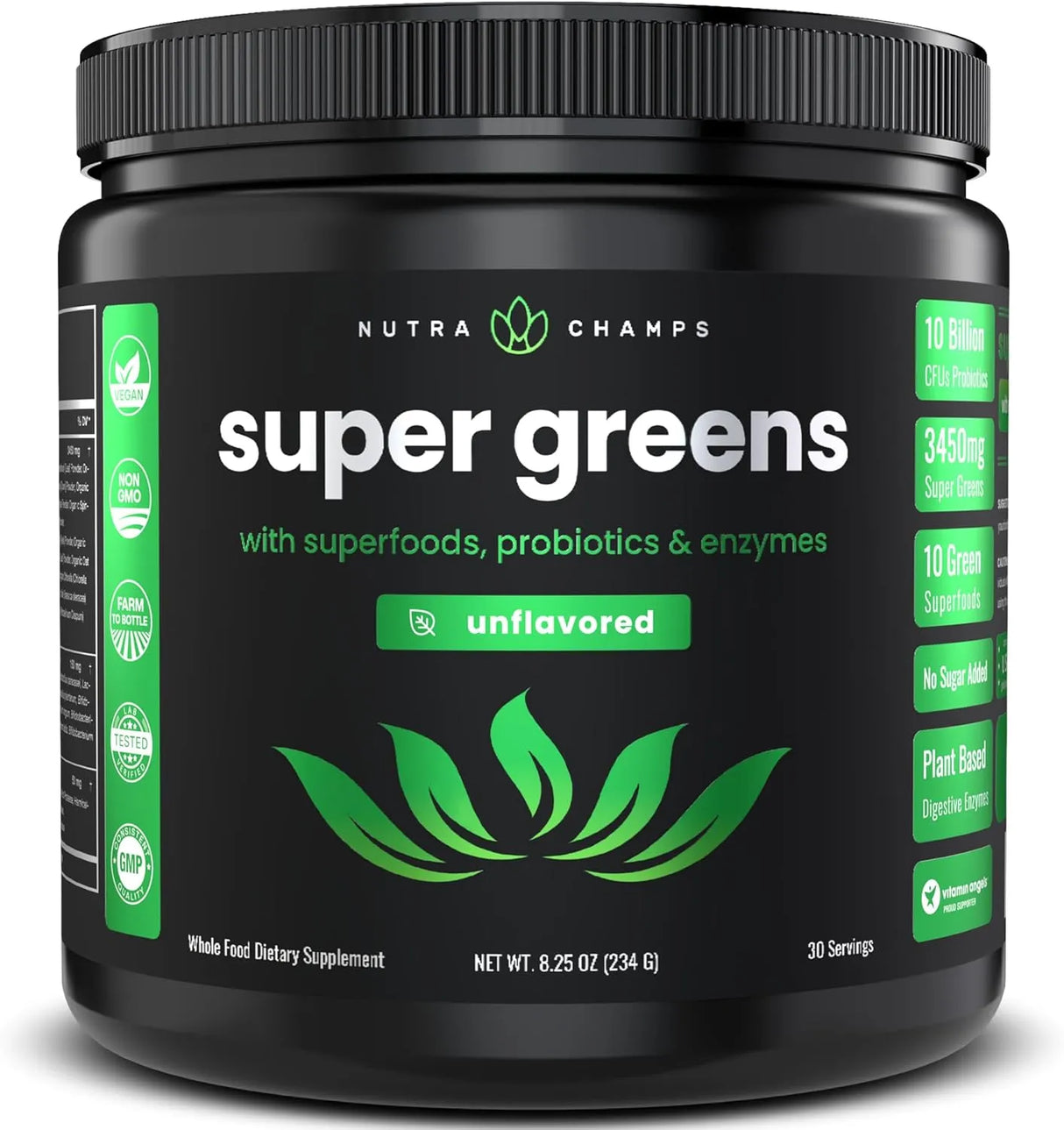 NUTRACHAMPS - NutraChamps Super Greens Powder Unflavored 234Gr. - The Red Vitamin MX - Suplementos Alimenticios - {{ shop.shopifyCountryName }}