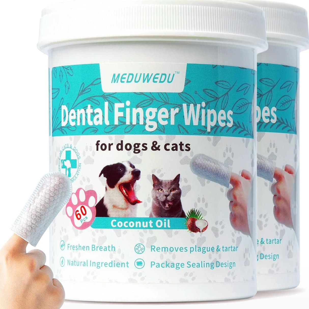 MEDUWEDU - MEDUWEDU Dental Care Finger Wipes Coconut Scent 60 Toallitas 2 Pack - The Red Vitamin MX - Cuidado Dental Para Perros - {{ shop.shopifyCountryName }}